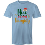 Nice Until Proven Naughty, Christmas - Mens T-Shirt Carolina Blue Mens Christmas T-shirt Christmas Printed In Australia