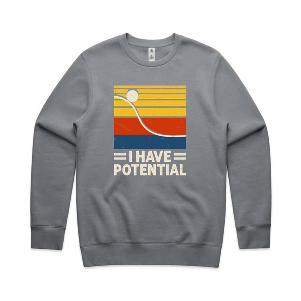 I Have Potential, Physics AS Colour Stencil Crew Sweatshirt Unisex Gravel Sweatshirt Printed In Australia Science