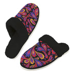 Paisley Swirl Men's Fur Trim Thick-Sole Indoor Slippers 2XL Men's Fur Trimmed Slippers Printed Offshore