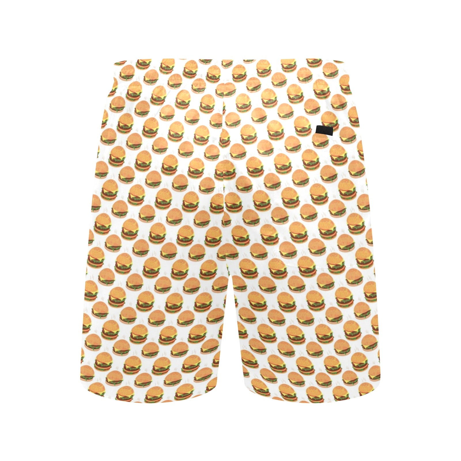 Hamburgers on White Men's Mid-Length Beach Shorts Men's Mid-Length Beach Shorts Food Printed Offshore