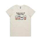 Coffee Beauty, All Shapes And Sizes Women's AS Colour T-shirt Natural Womens T-shirt Coffee Positivity Printed In Australia