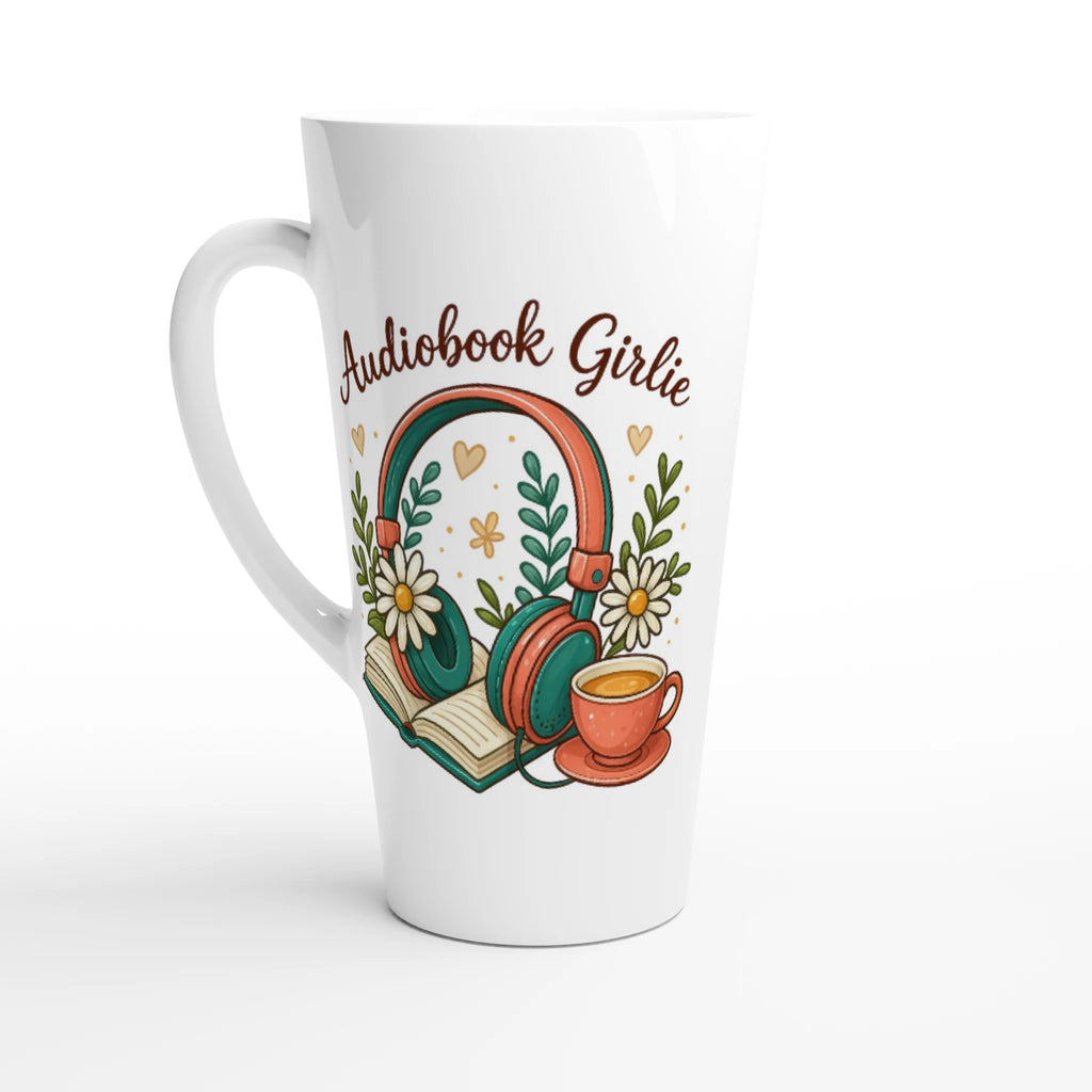 Audiobook Girlie - White Latte 17oz Ceramic Mug Default Title Latte Mug Globally Fulfilled Reading