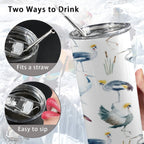 Crane Birds 20oz Tall Skinny Tumbler with Lid and Straw
