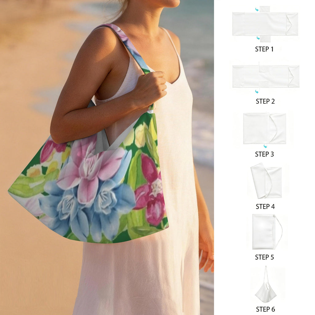 Bright Watercolour Floral Beach Chair Towel Cover with Side Pockets