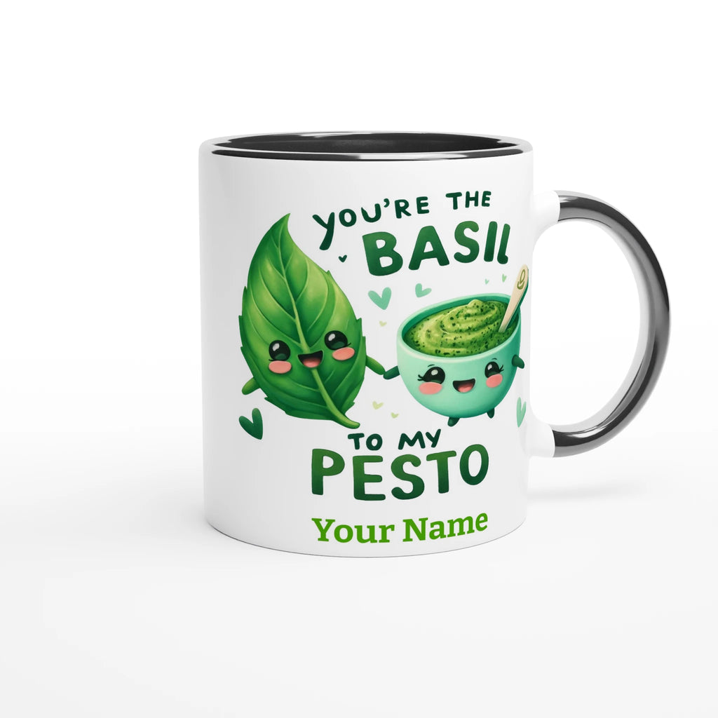 Personalised - You're The Basil To My Pesto, Valentine - White 11oz Ceramic Mug with Colour Inside Personalised 11oz Mug