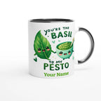 Personalised - You're The Basil To My Pesto, Valentine - White 11oz Ceramic Mug with Colour Inside Personalised 11oz Mug