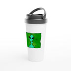 Alien Backing Into Hedge Meme - White 15oz Stainless Steel Travel Mug Travel Mug Funny Globally Fulfilled