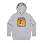 Everything Is Just Fine - Womens Hoodie Grey Marle Womens Hoodie comic Printed In Australia