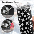 Black And White X's - 20oz Tall Skinny Tumbler with Lid and Straw