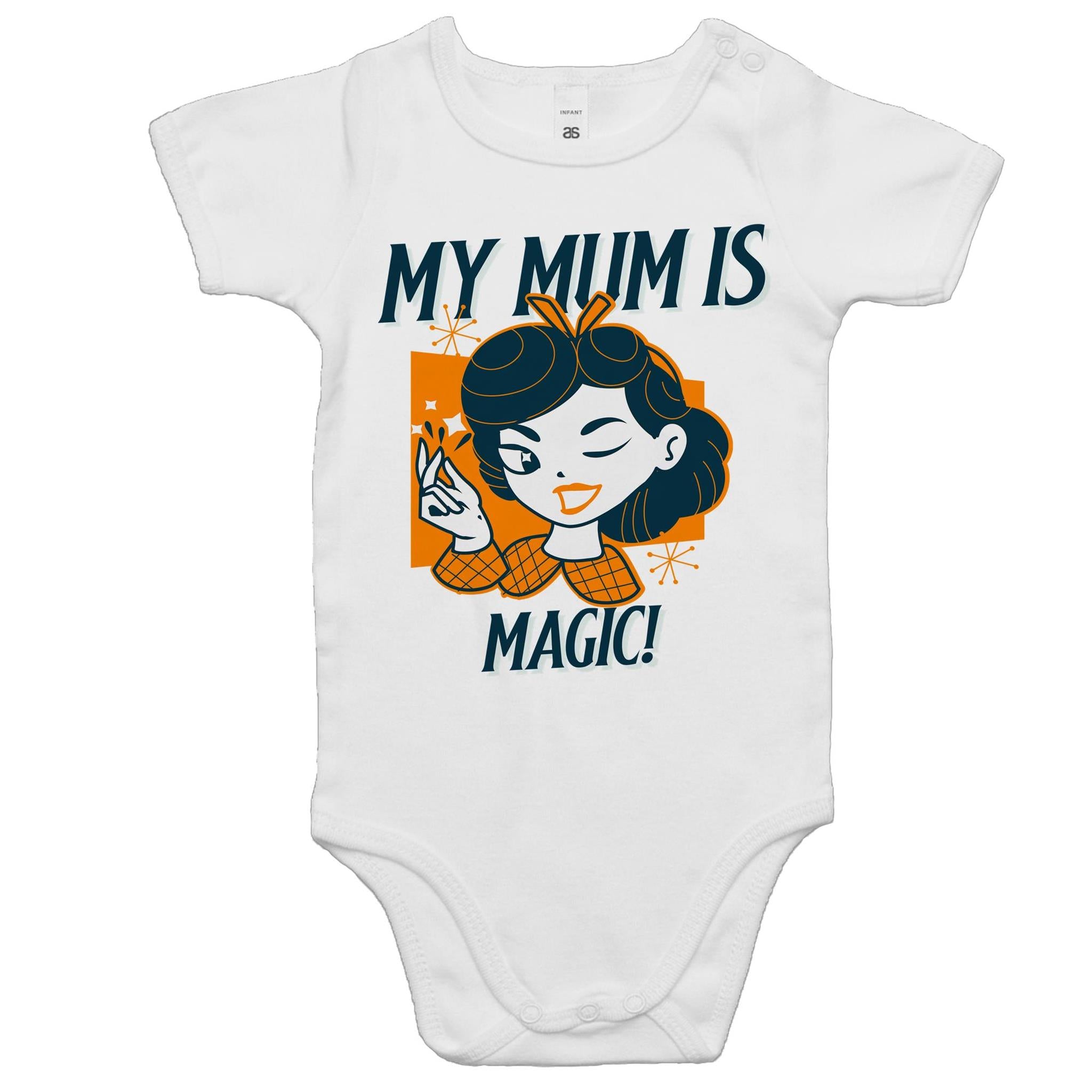 My Mum Is Magic - Baby Bodysuit White Baby Bodysuit Printed In Australia