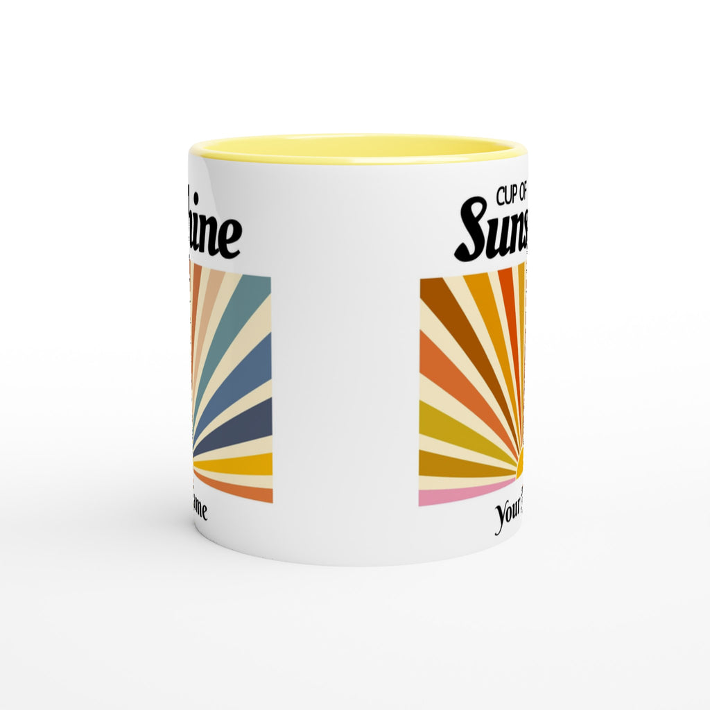 Personalised - Cup Of Sunshine - White 11oz Ceramic Mug with Colour Inside Personalised 11oz Mug Customise Globally Fulfilled Name Personalise retro