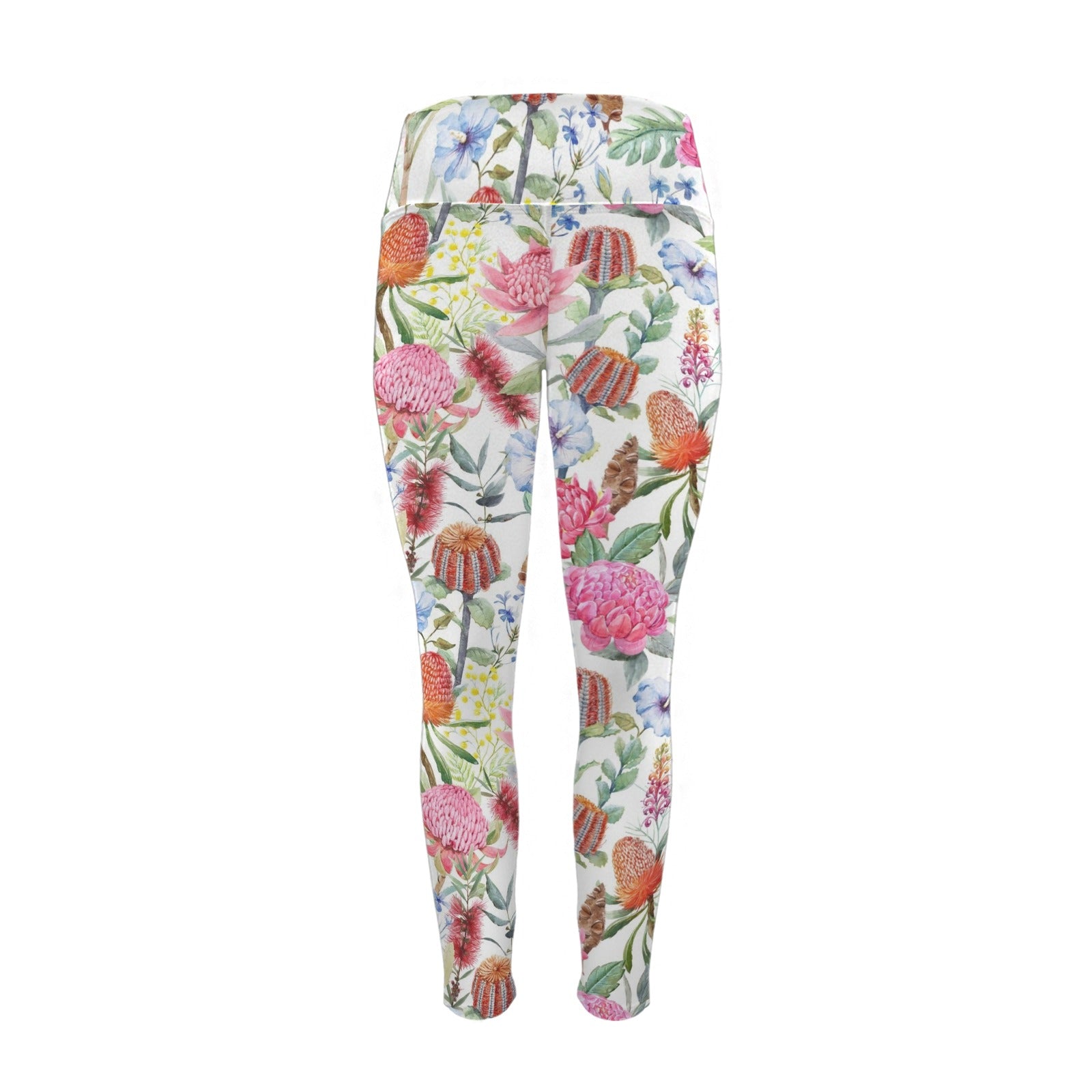 Australian Flowers - Women's High Waist Pockets Yoga Leggings