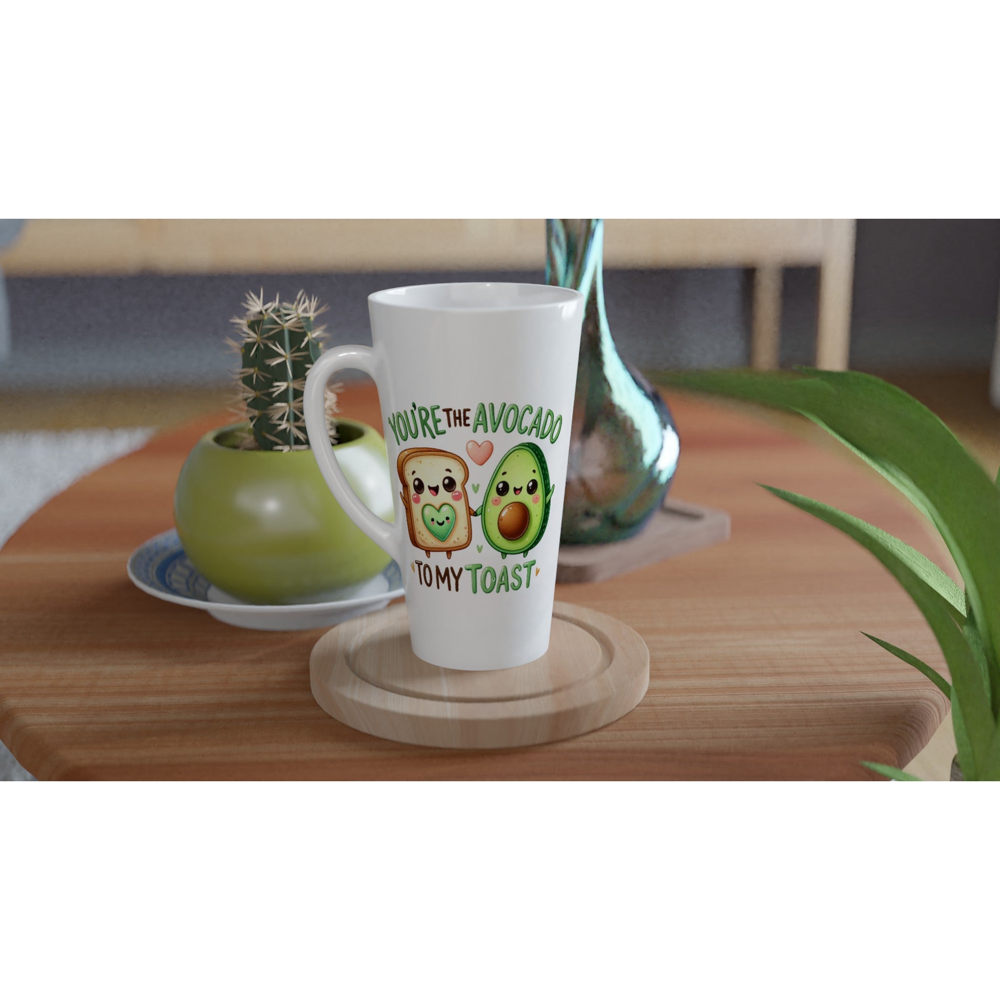 You're The Avocado To My Toast, Valentine - White Latte 17oz Ceramic Mug Latte Mug Food Globally Fulfilled Love