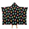 Colourful Cassette Tapes Kids Hooded Blanket 100cm x 130cm white 40"×50" Kids Hooded Blanket Music Printed Offshore Retro