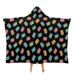 Colourful Cassette Tapes Kids Hooded Blanket 100cm x 130cm white 40"×50" Kids Hooded Blanket Music Printed Offshore Retro