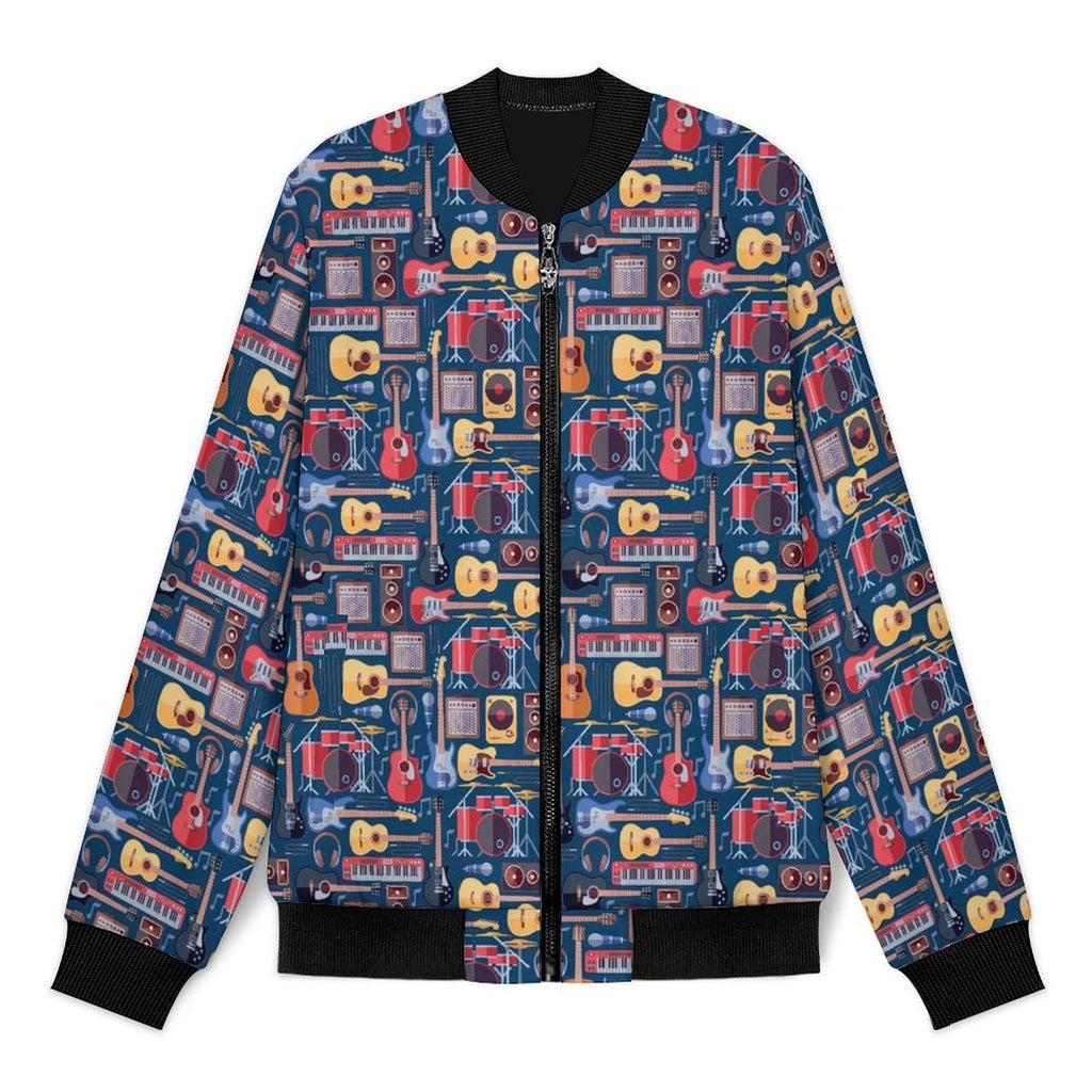 Music Instruments Men's Casual Zip‑Up Bomber Jacket