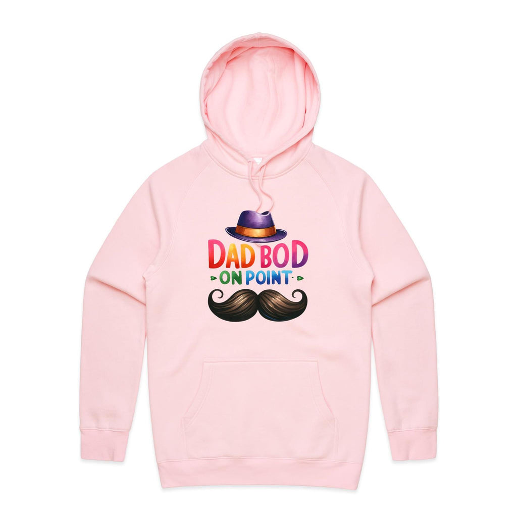 Dad Bod On Point - Mens Hoodie Pink Mens Hoodie Dad Printed In Australia