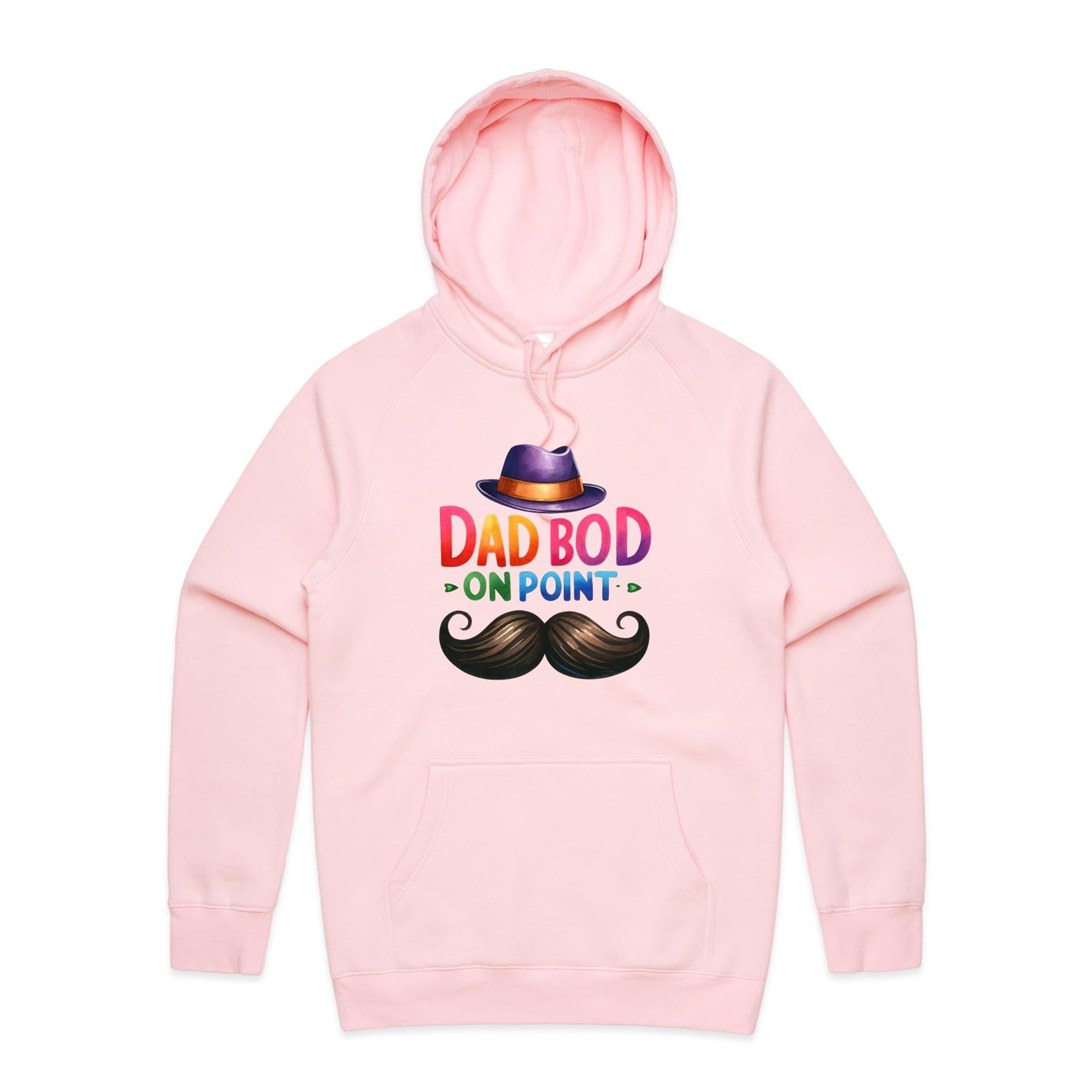 Dad Bod On Point - Mens Hoodie Pink Mens Hoodie Dad Printed In Australia