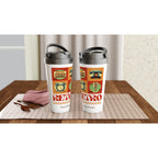 Personalised - Retro Life - White 15oz Stainless Steel Travel Mug Personalised Travel Mug Customise Globally Fulfilled Personalise Retro tech