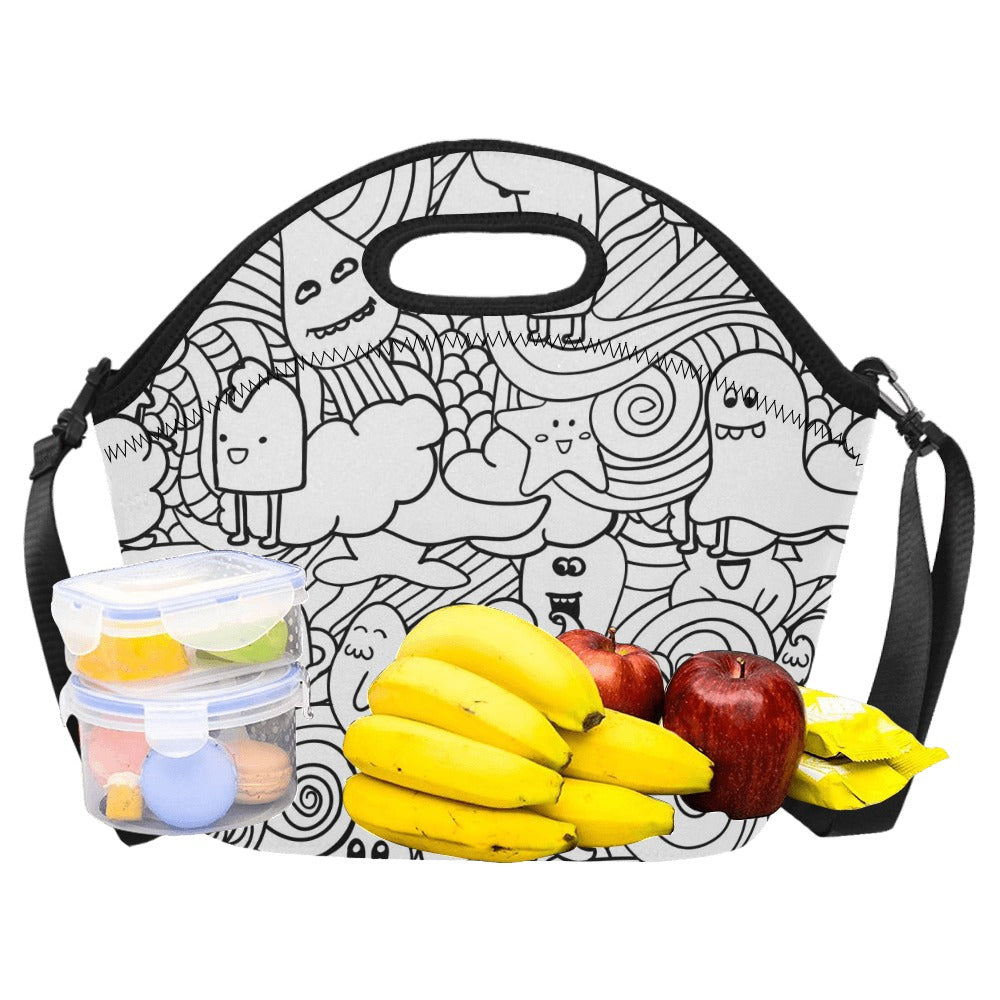 Black And White Creatures - Neoprene Lunch Bag Neoprene Lunch Bag Printed Offshore
