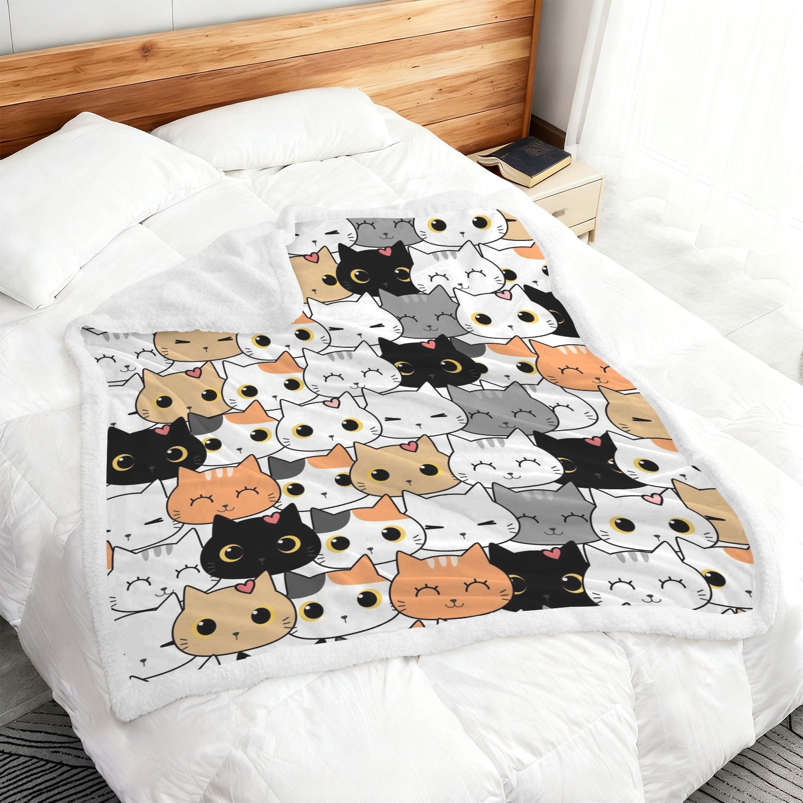 Cute Cartoon Cats - Double-Layer Fleece Blanket 51"x59"