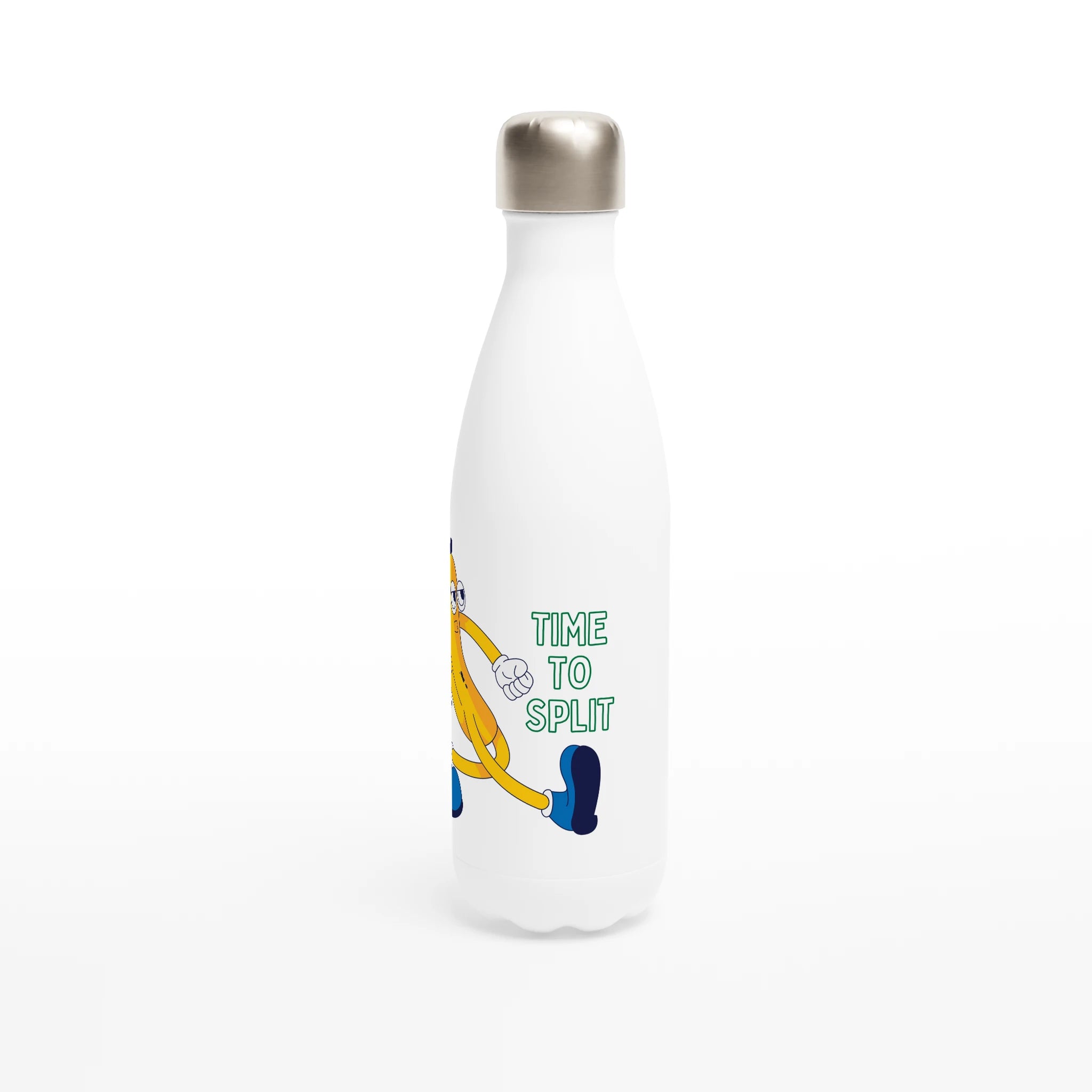 Banana, Time To Split - White 17oz Stainless Steel Water Bottle White Water Bottle Food Globally Fulfilled