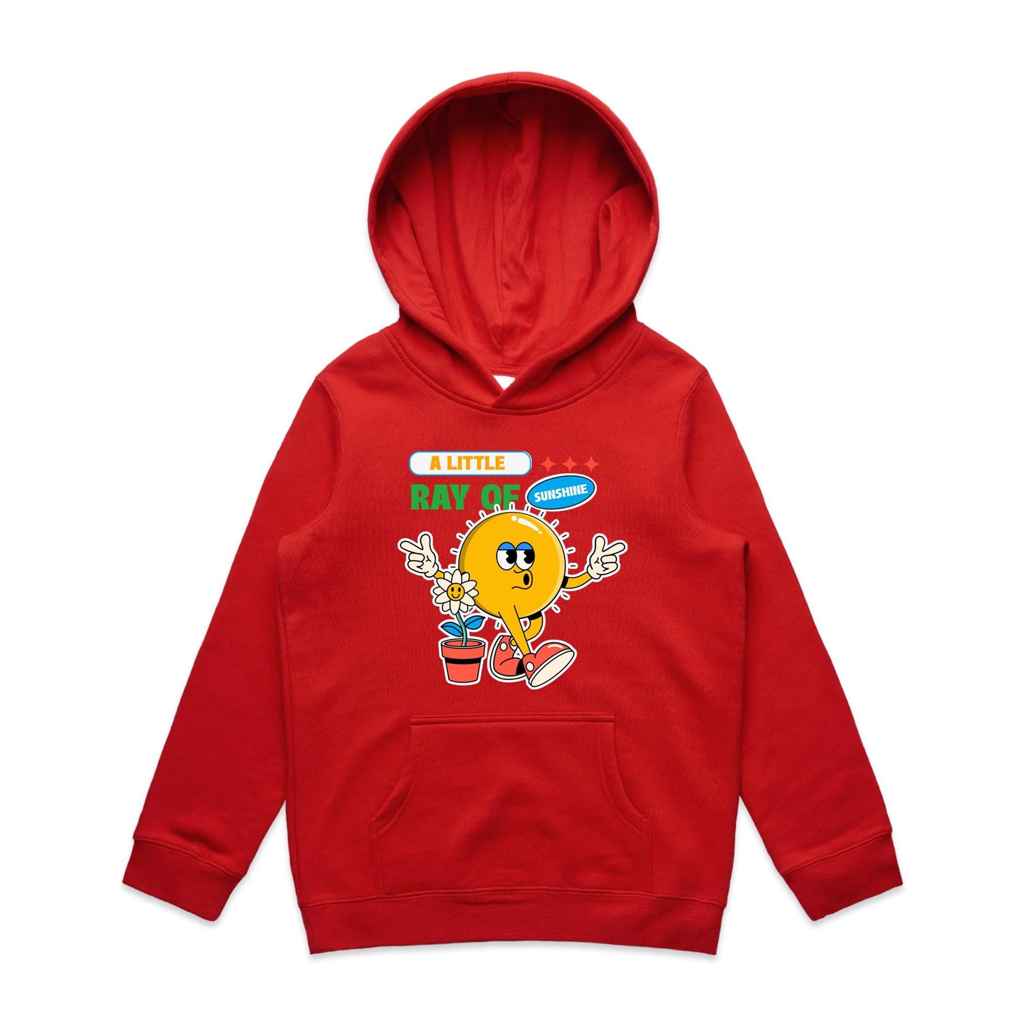 A Little Ray Of Sunshine - Kids Hoodie Red Kids Hoodie Printed In Australia