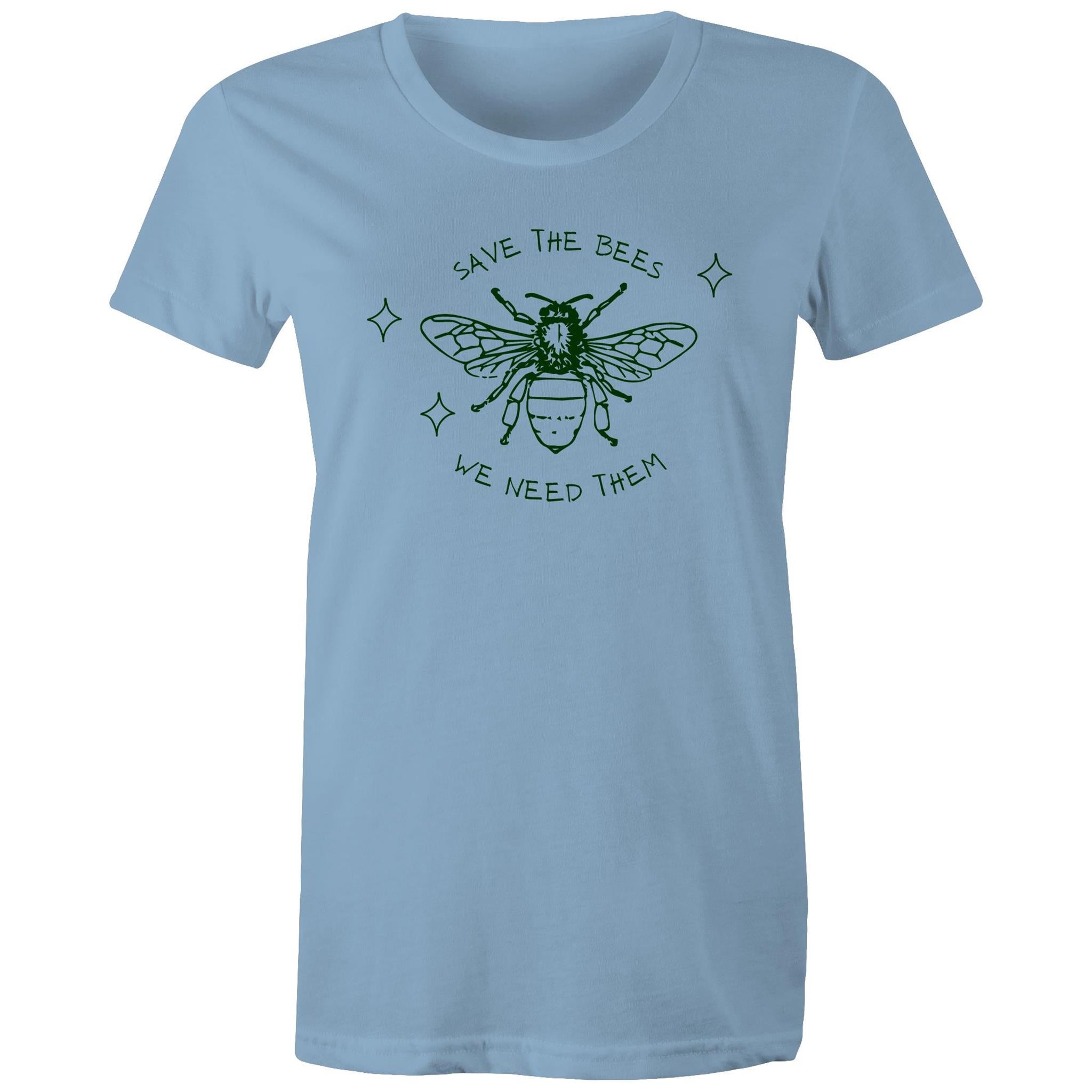 Save The Bees - Womens T-shirt Carolina Blue Womens T-shirt animal Printed In Australia