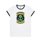 Alien, I'm Not Saying It Was Humans - Women's Ringer Tee White Navy Womens Ringer T-shirt Printed In Australia Sci Fi