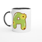 Personalised Initial With Flowers White 11oz Ceramic Mug with Color Inside Ceramic Black Personalised 11oz Mug customise Globally Fulfilled Name personalise
