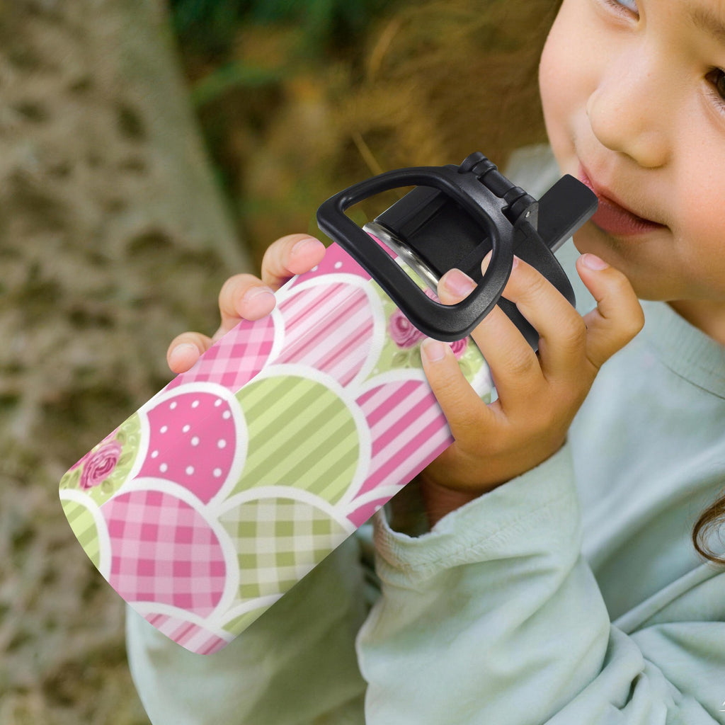Floral Tabs 12oz Kids Water Bottle with Straw Lid