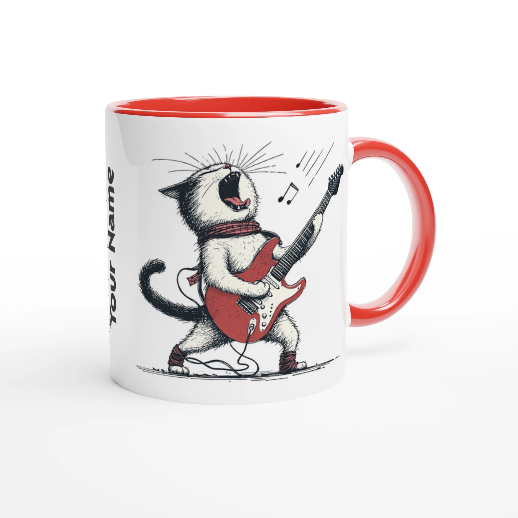 Personalised Cat Playing Guitar 11oz Ceramic Mug Personalised 11oz Mug animal Globally Fulfilled Music