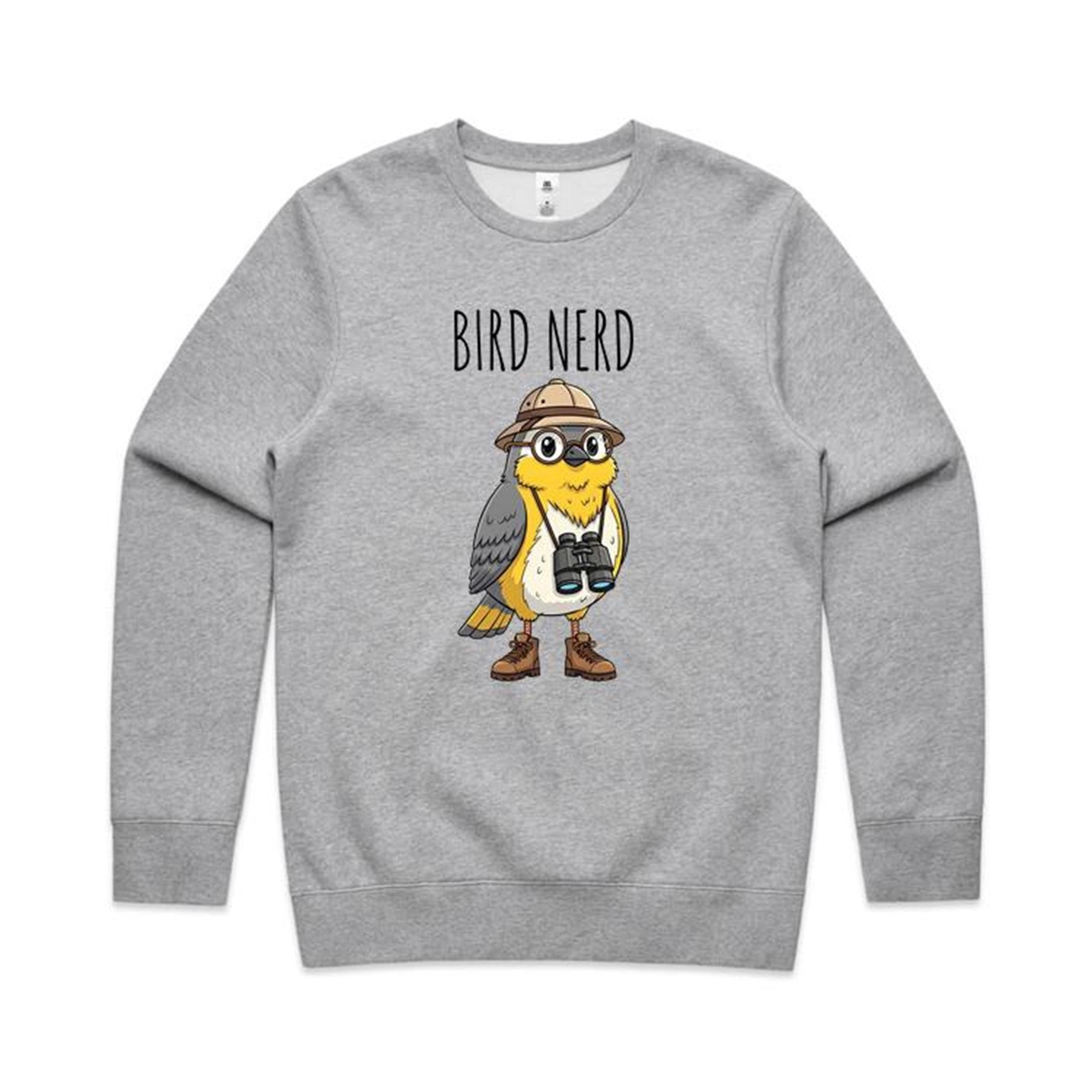 Bird Nerd 2 - AS Colour Stencil Crew Sweatshirt Grey Marle Sweatshirt animal Printed In Australia