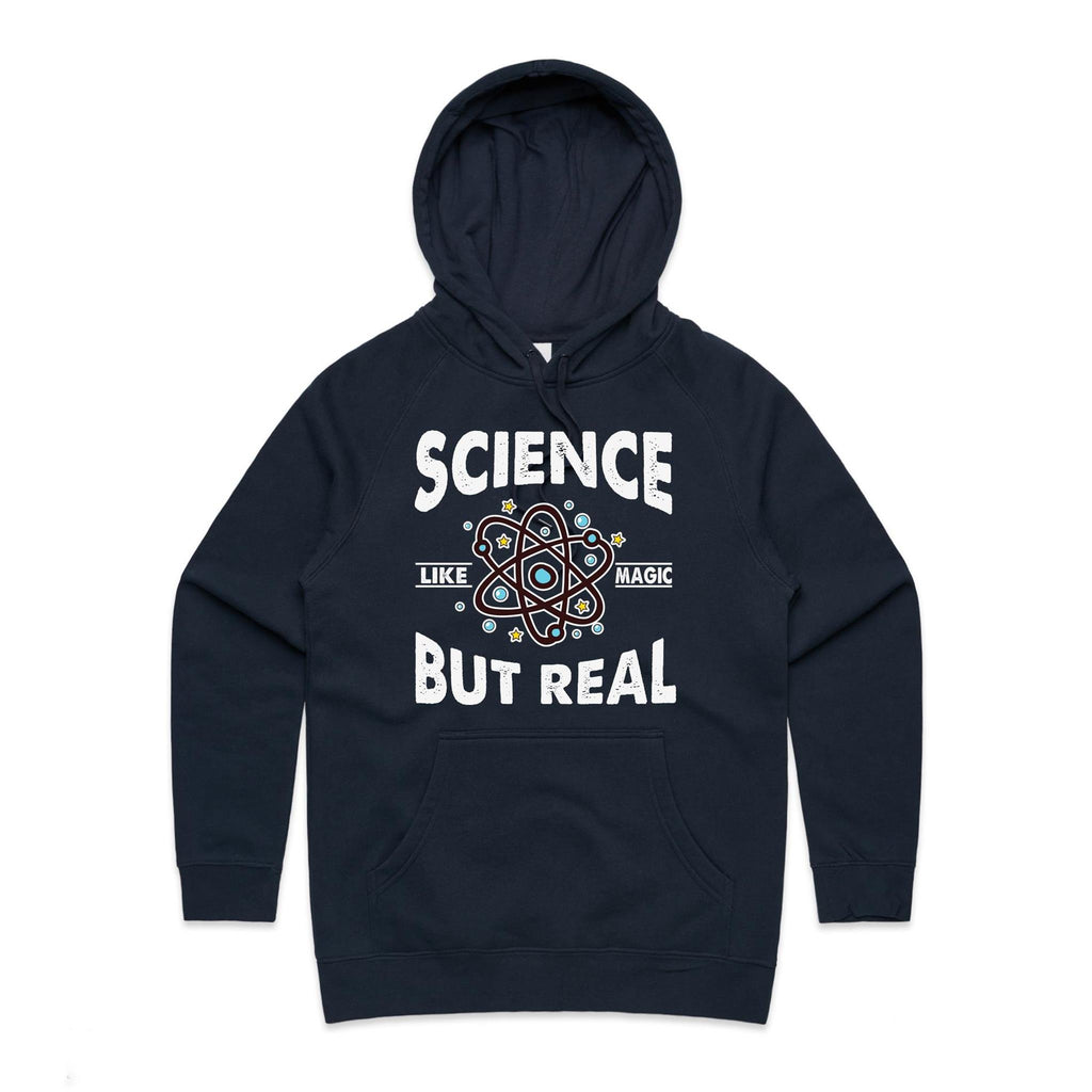 Science, It's Like Magic But Real Women's AS Colour Hoodie Navy Womens Hoodie Printed In Australia Science