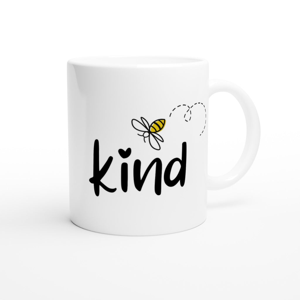 Bee Kind - White 11oz Ceramic Mug White 11oz Mug Globally Fulfilled Positivity