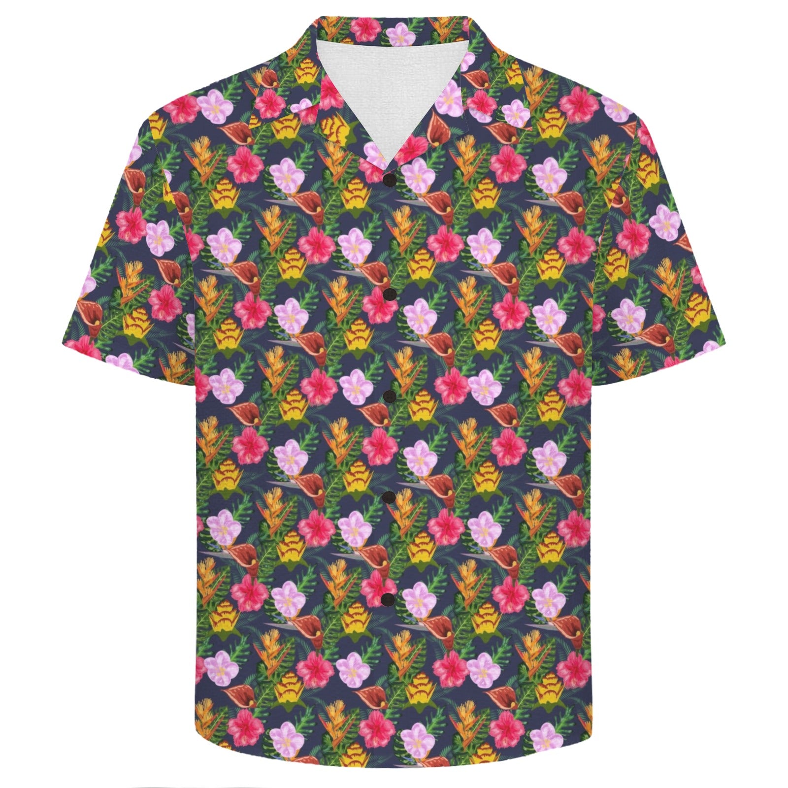 Tropical Floral Men's Crinkle Hawaiian Shirt