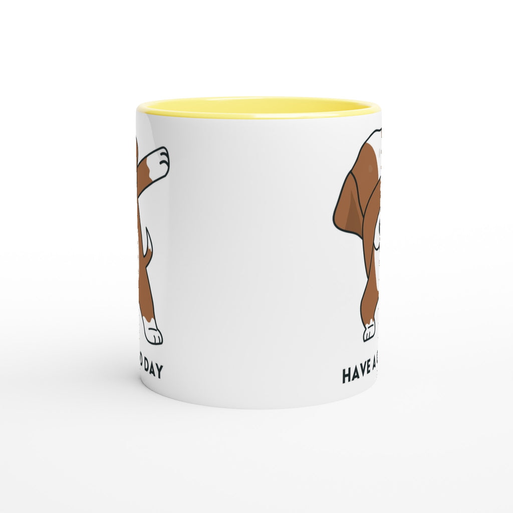 Dab Step Dog - White 11oz Ceramic Mug with Colour Inside Colour 11oz Mug animal Globally Fulfilled