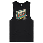 Cassette Tape And Pencil - Mens Tank Top Tee Black Drop Arm Tank Top Music Printed In Australia Retro