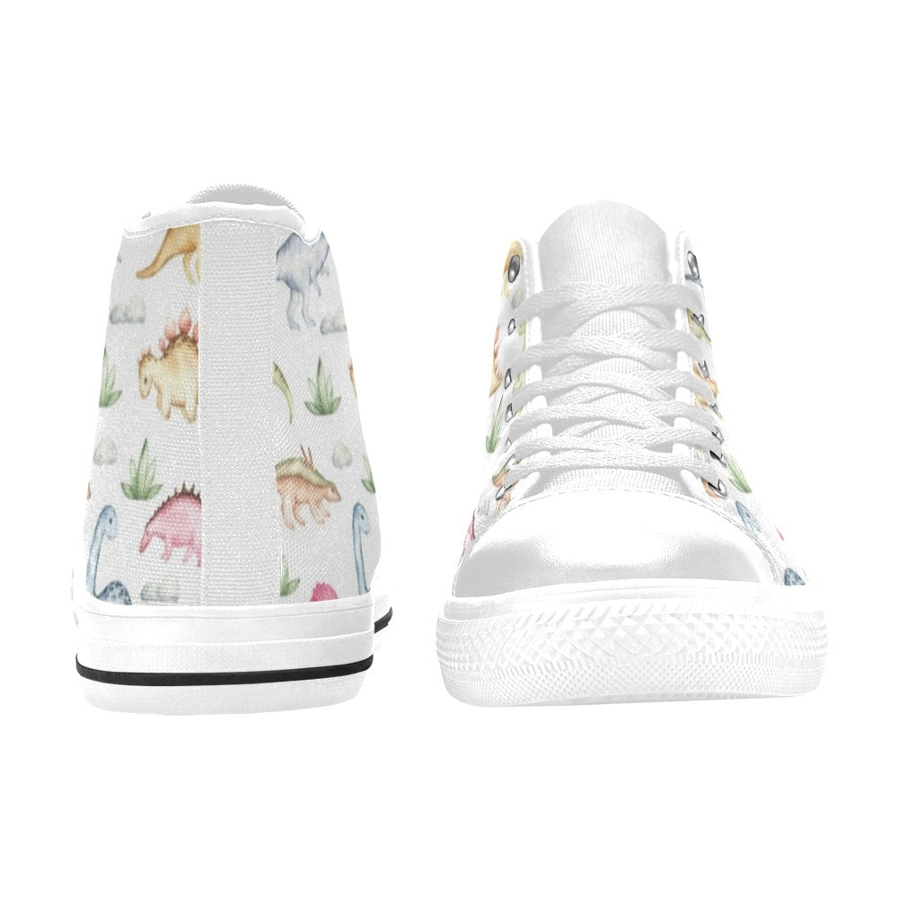 Dinosaur Garden - Kids High Top Canvas Shoes