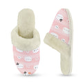 Pink Cats Women's Fur Trim Thick-Sole Indoor Slippers Women's Fur Trimmed Slippers animal Printed Offshore