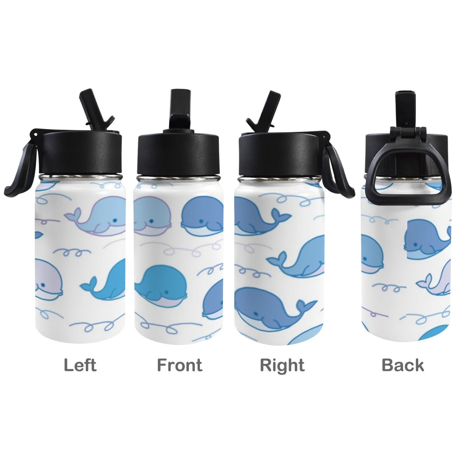 Whales 12oz Kids Water Bottle with Straw Lid