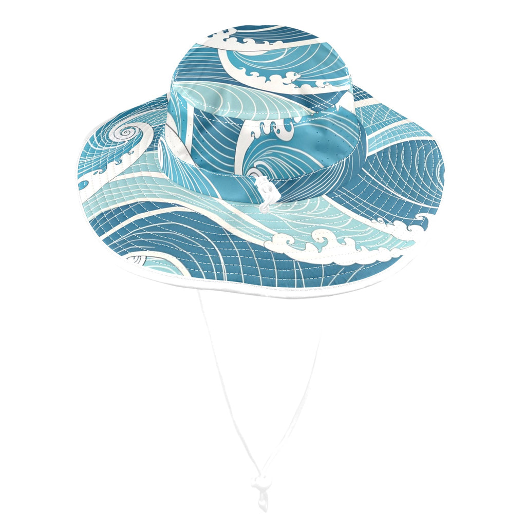 Ocean Waves Wide Brim Bucket Hat Wide Brim Bucket Hat Ocean Printed Offshore Surf