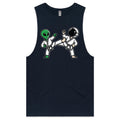 Alien And Astronaut Karate Men's AS Colour Drop Arm Tank Top Navy Drop Arm Tank Top Fitness Printed In Australia