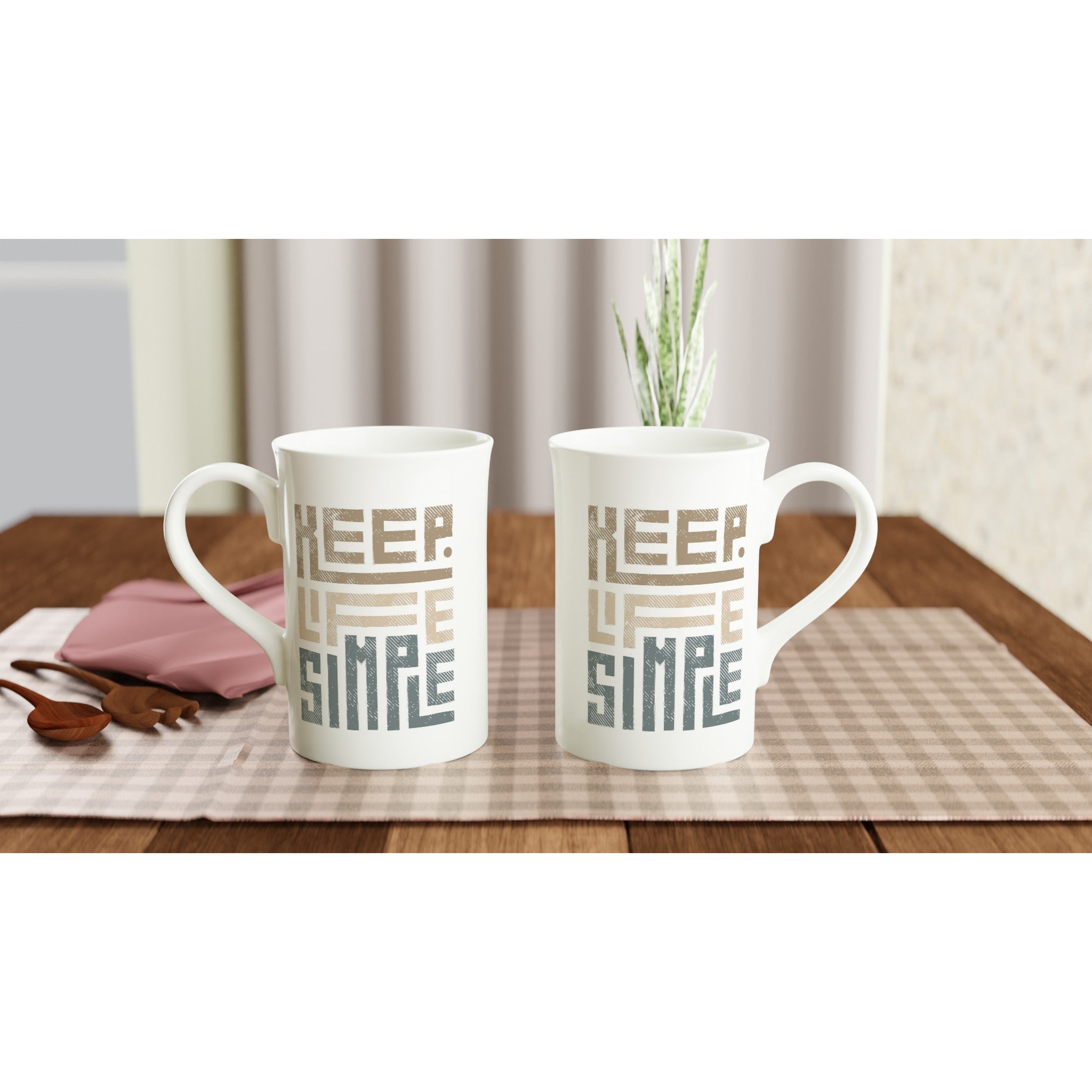 Keep Life Simple - White 10oz Porcelain Slim Mug Porcelain Mug Globally Fulfilled Motivation