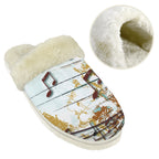 Music Graphic Men's Fur Trim Thick-Sole Indoor Slippers Men's Fur Trimmed Slippers Music Printed Offshore