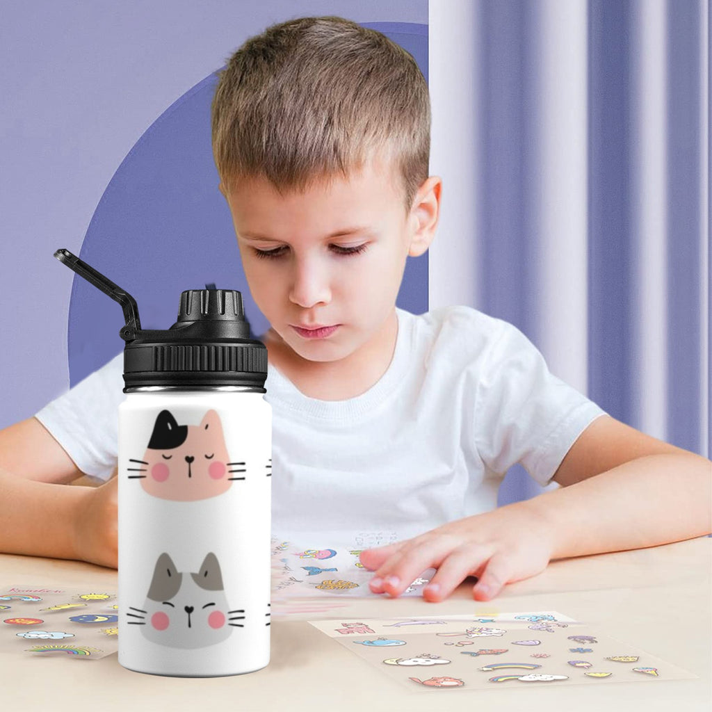 Cat Faces - Kids Water Bottle with Chug Lid (12 oz) Kids Water Bottle with Chug Lid animal Printed Offshore