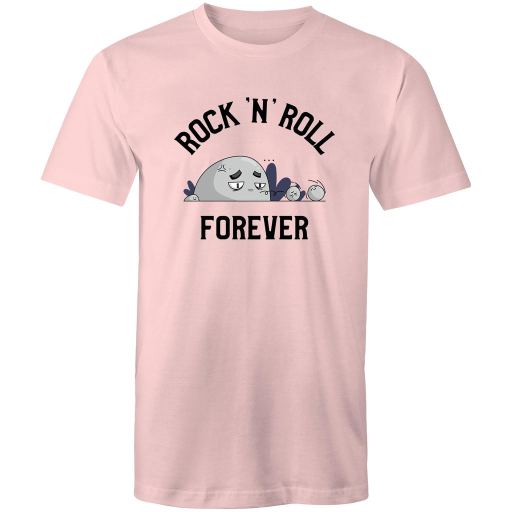 Rock And Roll Forever - Mens T-Shirt Pink Mens T-shirt Music Printed In Australia