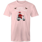 Scooter Santa - Mens T-Shirt Pink Mens Christmas T-shirt Christmas Printed In Australia