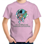 Astronaut, All We Need Is Love, Peace And A Little Space - Kids Youth T-Shirt Pink Kids Youth T-shirt Music Printed In Australia Space