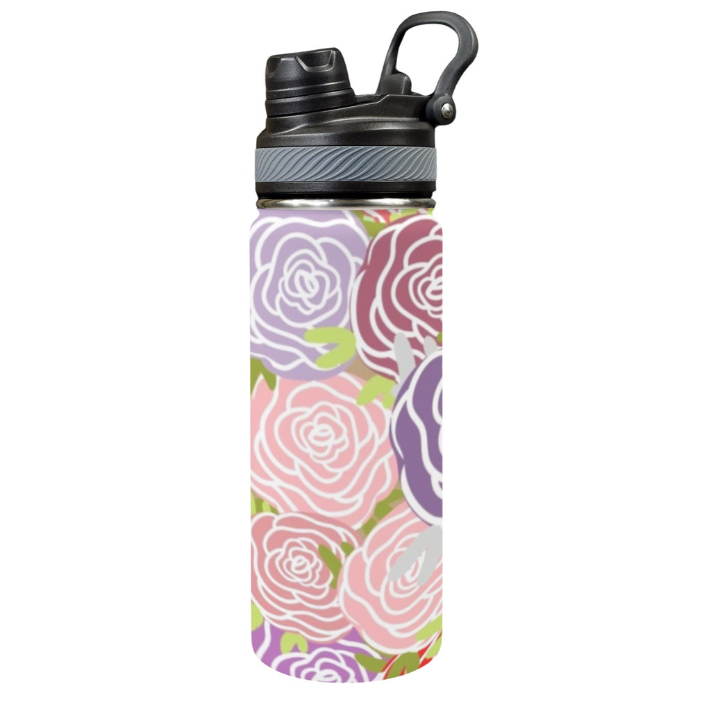 Abstract Roses - Insulated Water Bottle with Dual-Use Lid (18oz) One Size Insulated Water Bottle with Dual-Use Lid (18oz) Plants Printed Offshore